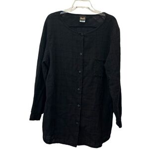 Dotti Women's Button Down Swim Cover Sz LG Black Checked Pattern Front Pocket